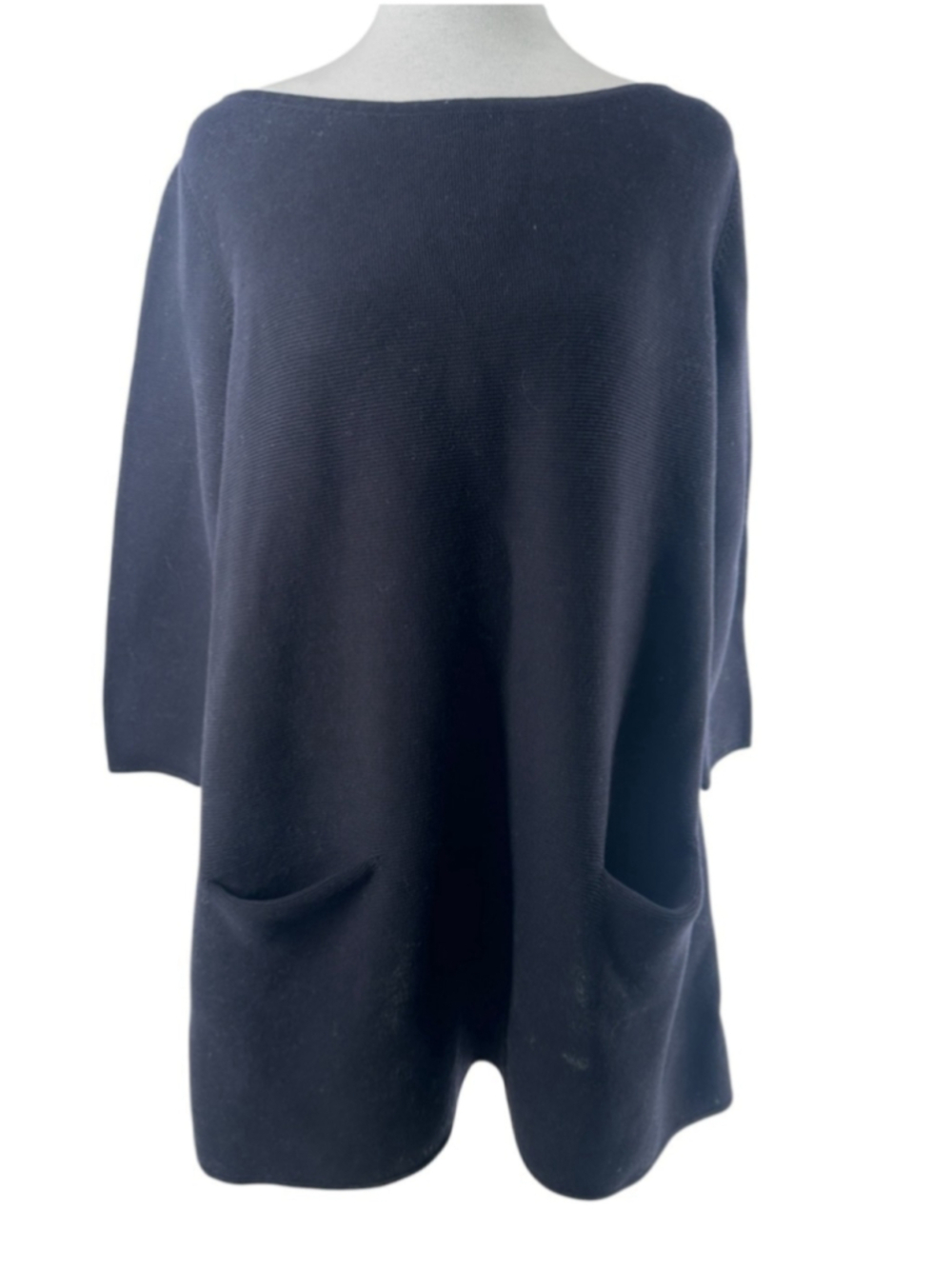 Cos Ladies sweater Tunic Style Lagenlook Chunky Cotton Dark Blue sz m